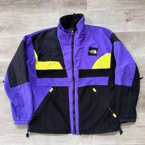 Vintage 90s The North Face Made in USA Fleece Jacket Purple Black TNF Mens Sz L